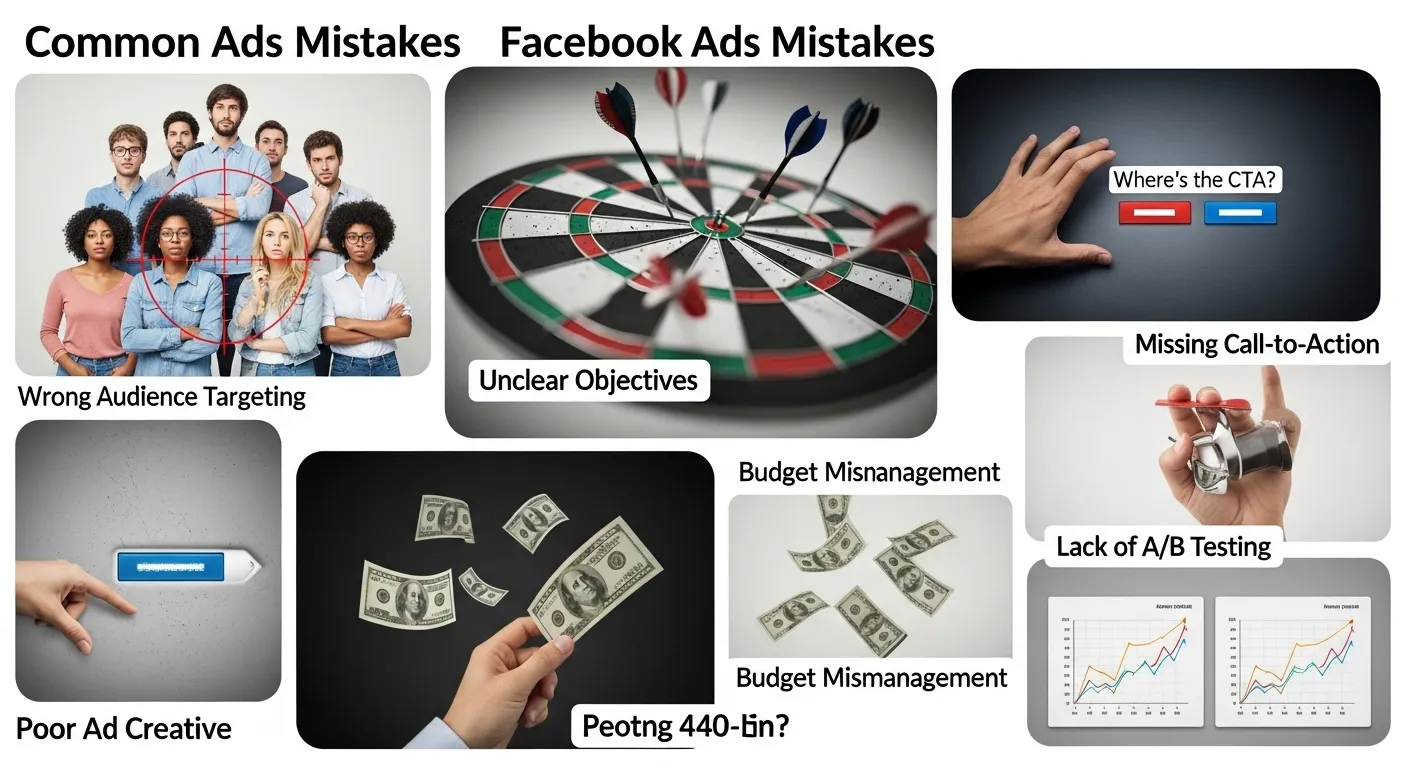 Visualisierung der häufigsten Facebook Ads Fehler und wie man sie vermeidet